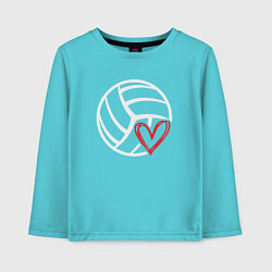 Лонгслив хлопковый детский Love Volleyball, цвет: бирюзовый