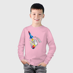 Лонгслив хлопковый детский Pop-art, цвет: светло-розовый — фото 2