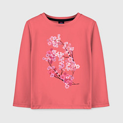 Лонгслив хлопковый детский Цветение вишни, цвет: коралловый