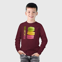Лонгслив хлопковый детский Macaron, цвет: меланж-бордовый — фото 2