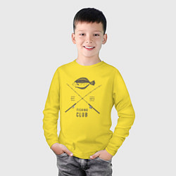 Лонгслив хлопковый детский Рыбаловный клуб, цвет: желтый — фото 2