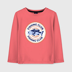 Лонгслив хлопковый детский Клуб рыболовов, цвет: коралловый