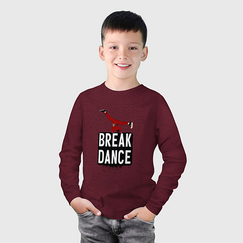 Детский лонгслив Break Dance / Меланж-бордовый – фото 3