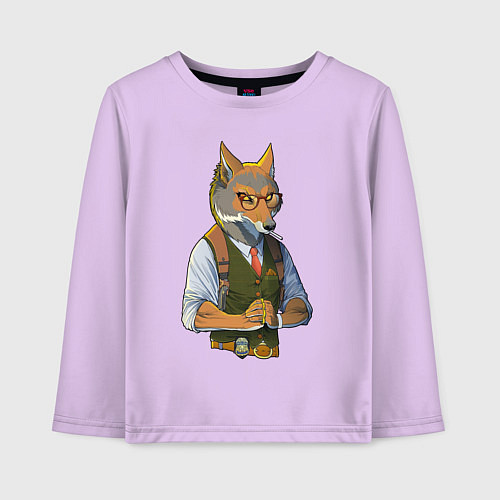 Детский лонгслив Волк-детектив / Лаванда – фото 1