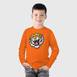 Лонгслив хлопковый детский Tiger, цвет: оранжевый — фото 2