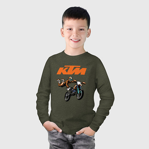 Детский лонгслив KTM МОТОКРОСС Z / Меланж-хаки – фото 3