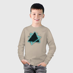 Лонгслив хлопковый детский Треугольник неон, цвет: миндальный — фото 2