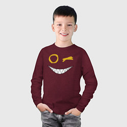 Лонгслив хлопковый детский Emoji winking, цвет: меланж-бордовый — фото 2