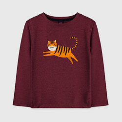 Лонгслив хлопковый детский Jumping Tiger, цвет: меланж-бордовый