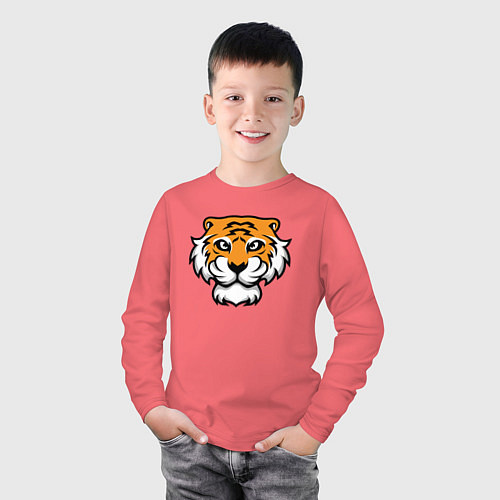 Детский лонгслив Забавный Тигр / Коралловый – фото 3