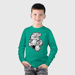 Лонгслив хлопковый детский Белый Тигр, цвет: зеленый — фото 2