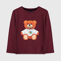 Лонгслив хлопковый детский Медвежонок в маечке, цвет: меланж-бордовый