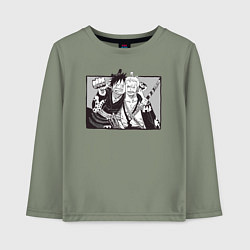 Лонгслив хлопковый детский Луффи и Зоро вместе, цвет: авокадо