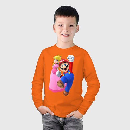 Детский лонгслив Mario Princess / Оранжевый – фото 3