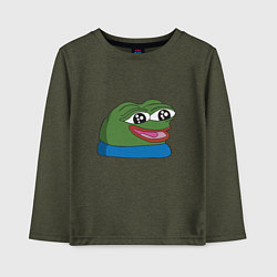 Лонгслив хлопковый детский Pepe happy Пепе хеппи, цвет: меланж-хаки