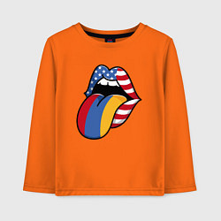 Лонгслив хлопковый детский Армения - США, цвет: оранжевый