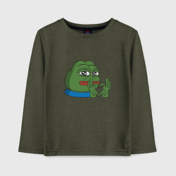 Лонгслив хлопковый детский Pepe love пепе лов, цвет: меланж-хаки