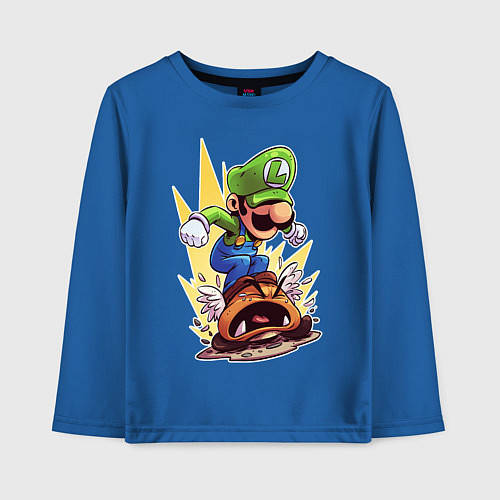 Детский лонгслив Angry Luigi / Синий – фото 1