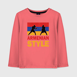 Лонгслив хлопковый детский Армянский стиль, цвет: коралловый