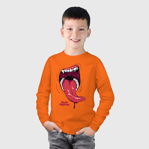 Детский лонгслив Пасть черного хищника / Оранжевый – фото 3