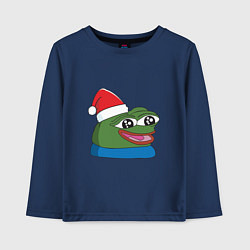 Лонгслив хлопковый детский Pepe, pepe happy, Пепе хеппи, pepe happy new year, цвет: тёмно-синий