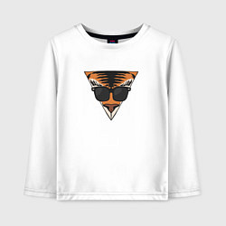 Лонгслив хлопковый детский Тигр в очках в треугольнике, цвет: белый