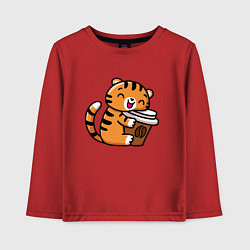 Лонгслив хлопковый детский Тигренок и кофе, цвет: красный