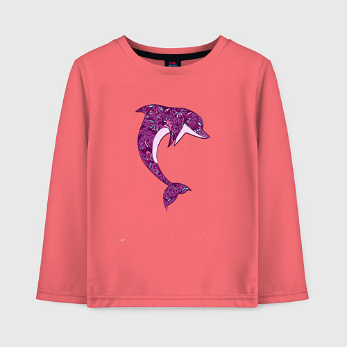 Детский лонгслив Дельфин розовый / Коралловый – фото 1