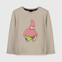 Лонгслив хлопковый детский Evil patrick, злой патрик, цвет: миндальный