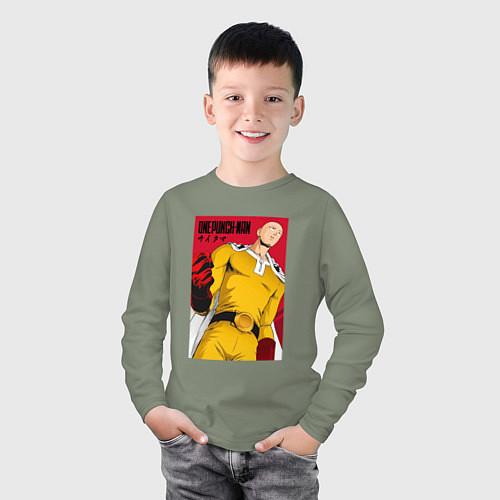 Детский лонгслив Сайтама Saitama Ванпанчмен / Авокадо – фото 3