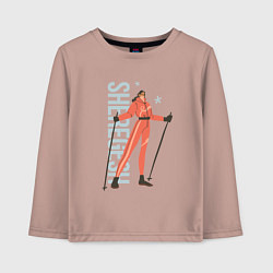 Лонгслив хлопковый детский SHEREGESH GIRL, цвет: пыльно-розовый