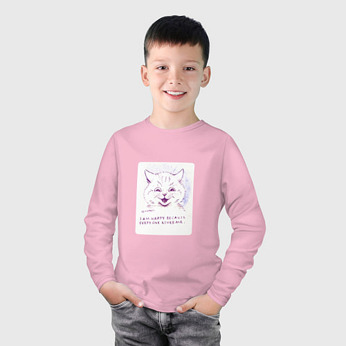 Детский лонгслив Louis Wain I Am Happy Because Everyone Loves Me / Светло-розовый – фото 3