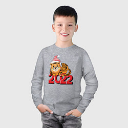 Лонгслив хлопковый детский Тигр Новый год 2022, цвет: меланж — фото 2