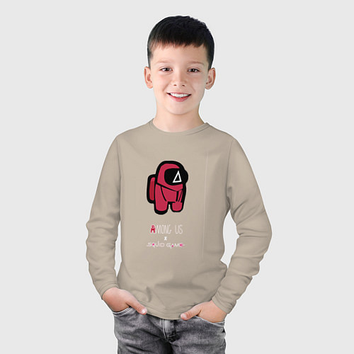 Детский лонгслив Игра в кальмара Squid Game among us / Миндальный – фото 3