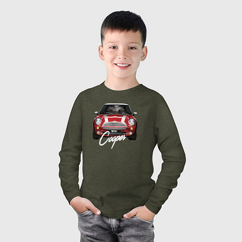 Детский лонгслив Авто Mini Cooper / Меланж-хаки – фото 3