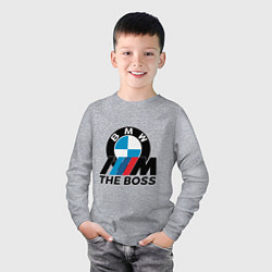 Лонгслив хлопковый детский BMW BOSS, цвет: меланж — фото 2