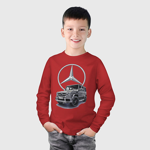 Детский лонгслив Mercedes Gelendwagen G63 AMG G-class G400d / Красный – фото 3