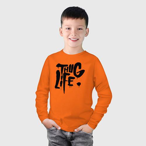 Детский лонгслив Thug life Жизнь Головореза / Оранжевый – фото 3
