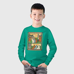 Лонгслив хлопковый детский Рыбов продаёте Красивое мем в средневековом стиле, цвет: зеленый — фото 2
