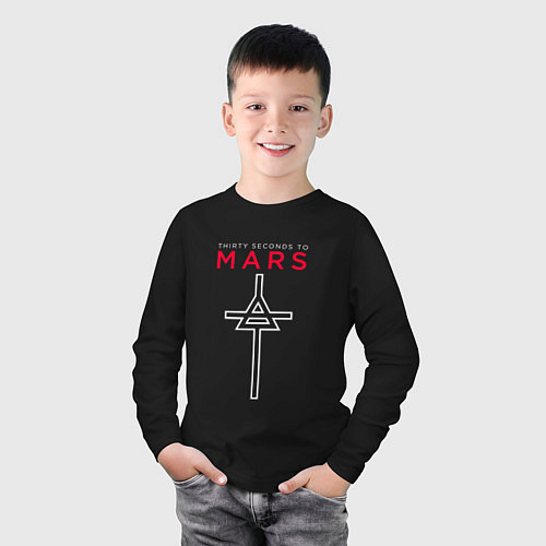 Детский лонгслив 30 Seconds To Mars, logo / Черный – фото 3