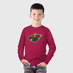 Лонгслив хлопковый детский Миннесота Уайлд логотип, цвет: маджента — фото 2