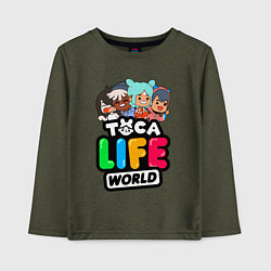 Лонгслив хлопковый детский TOCA LIFE WORLD ТОКА ЛАЙФ ВОРЛД ПЕРСОНАЖИ, цвет: меланж-хаки