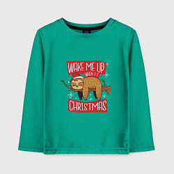 Лонгслив хлопковый детский Wake me up when its Christmas, цвет: зеленый