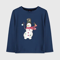 Лонгслив хлопковый детский Потрепанный снеговик, цвет: тёмно-синий