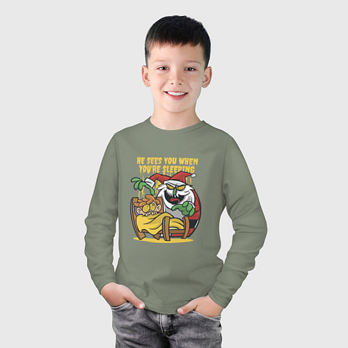 Детский лонгслив Scary Santa / Авокадо – фото 3