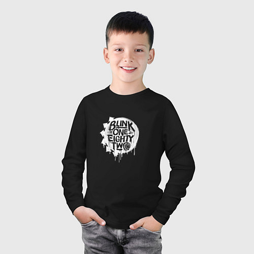 Детский лонгслив Blink 182, логотип / Черный – фото 3