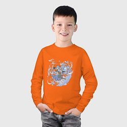 Лонгслив хлопковый детский Гань Юй на готове, цвет: оранжевый — фото 2