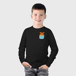 Лонгслив хлопковый детский Тигренок в кармане, цвет: черный — фото 2