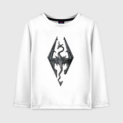 Лонгслив хлопковый детский СКАЙРИМ ЛОГО SKYRIM LOGO, цвет: белый