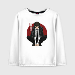 Лонгслив хлопковый детский Старший детектив Дазай, цвет: белый